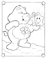 A coloring page of care bears
